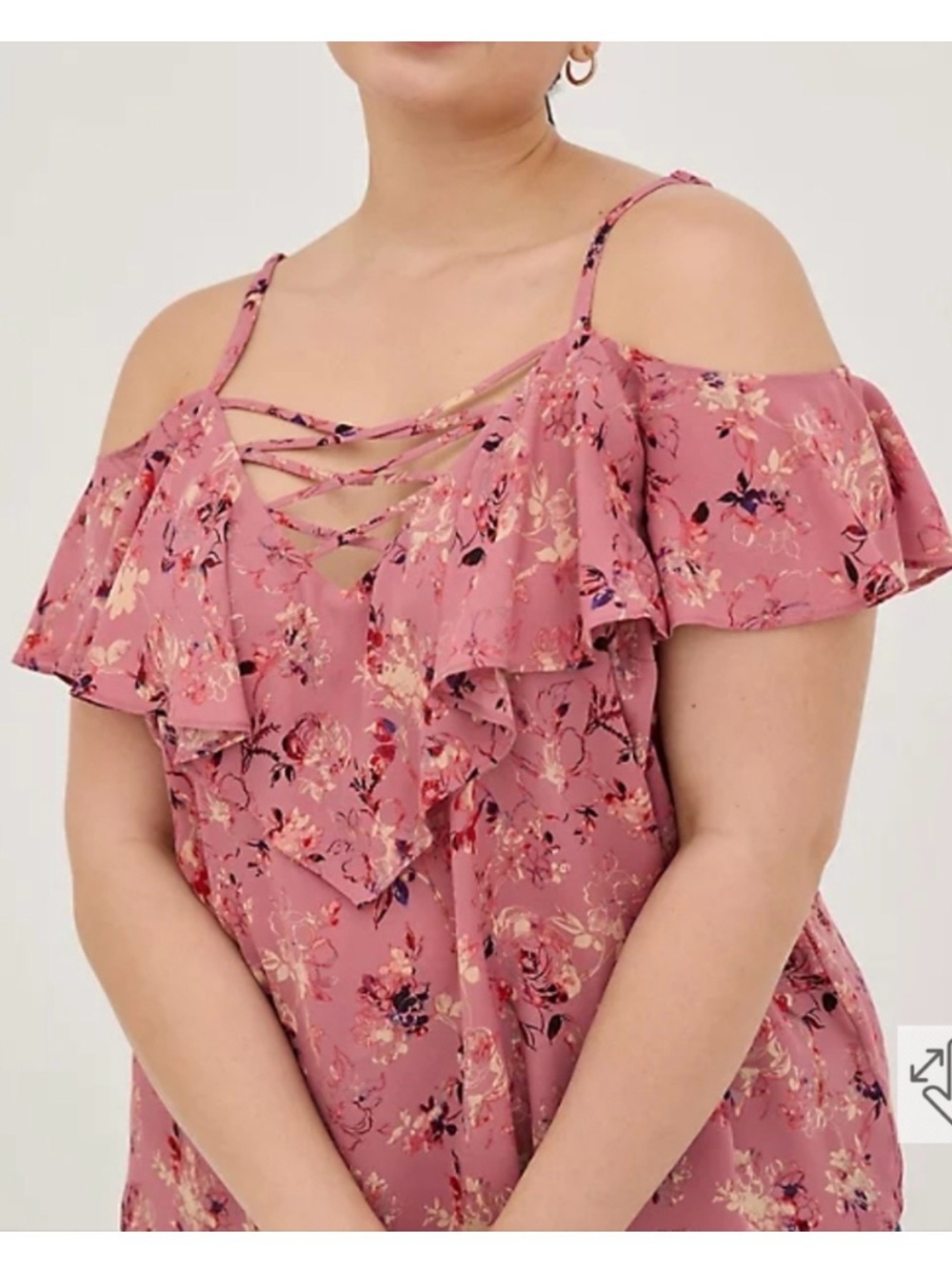torrid Floral Cold-Shoulder Ruffle Top - Picture 3 of 6
